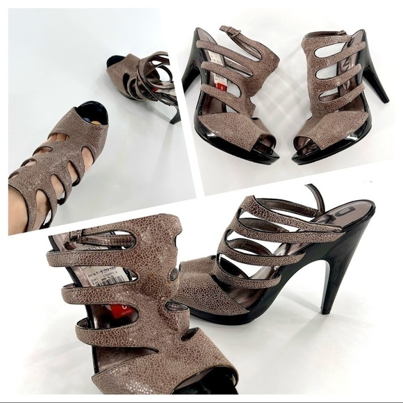 DKNY Stunning DKNYC Zuri Latte Ankle Strap Heels size 8 - Picture 1 of 11